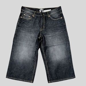 WEEKDAY Women's Jeans Ample Low Waist Capri Denim Jorts Ash Black